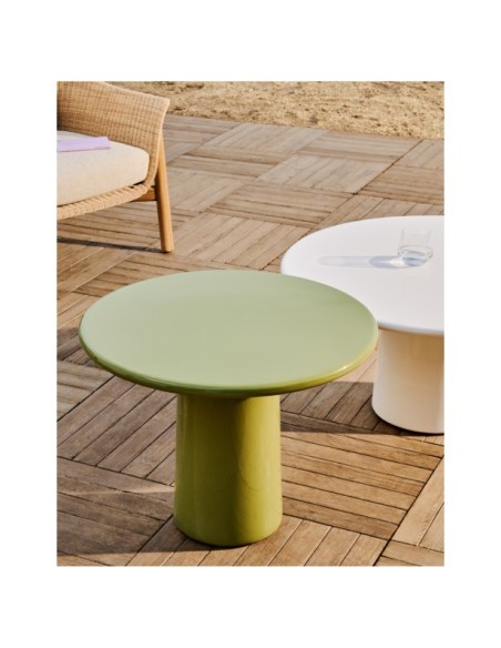 Mesa de centro Albanella de cemento con acabado verde brillante Ø65 cm - Kave Home