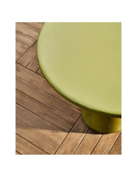 Mesa de centro Albanella de cemento con acabado verde brillante Ø65 cm - Kave Home