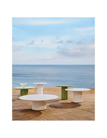 Mesa de centro Albanella de cemento con acabado verde brillante Ø65 cm - Kave Home