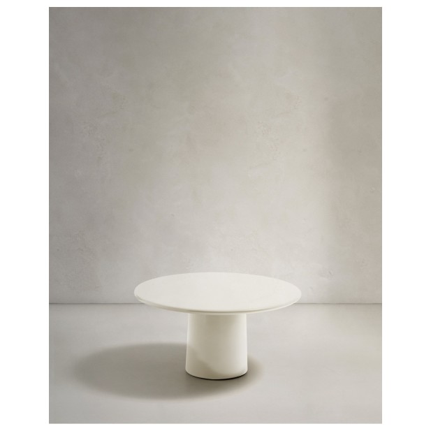 Mesa de centro Albanella de cemento con acabado blanco brillante Ø85 cm - Kave Home