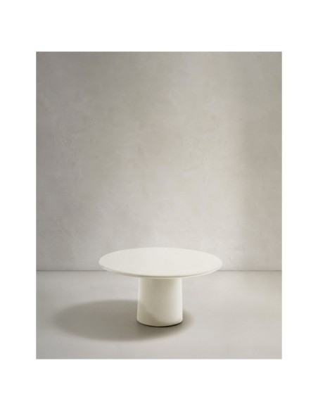 Mesa de centro Albanella de cemento con acabado blanco brillante Ø85 cm - Kave Home