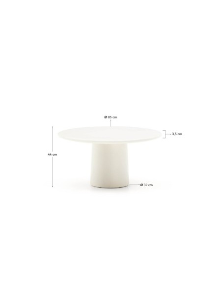 Mesa de centro Albanella de cemento con acabado blanco brillante Ø85 cm - Kave Home
