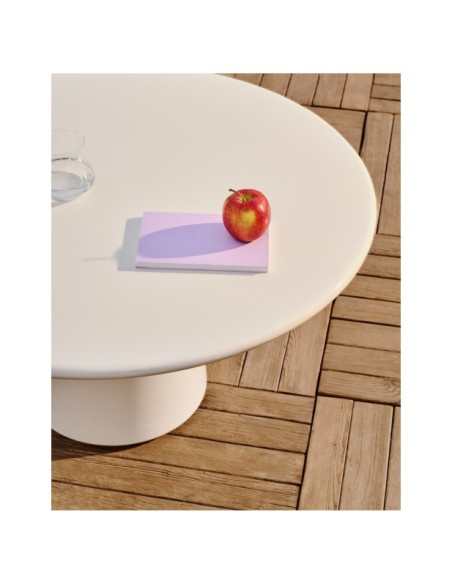 Mesa de centro Albanella de cemento con acabado blanco brillante Ø85 cm - Kave Home