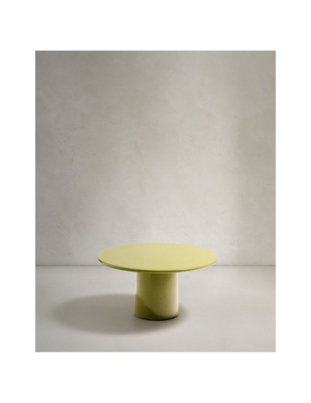 Mesa de centro Albanella de cemento con acabado verde brillante Ø85 cm - Kave Home