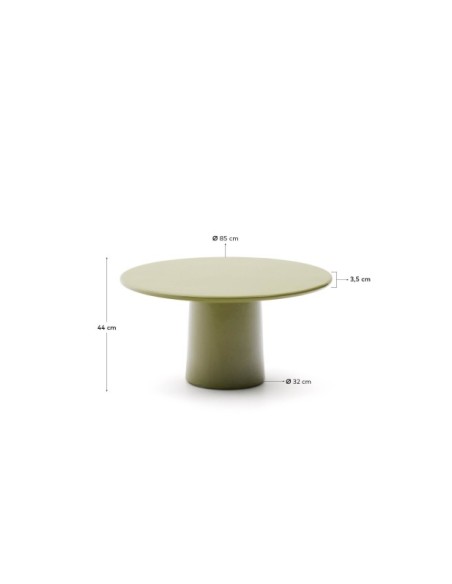 Mesa de centro Albanella de cemento con acabado verde brillante Ø85 cm - Kave Home