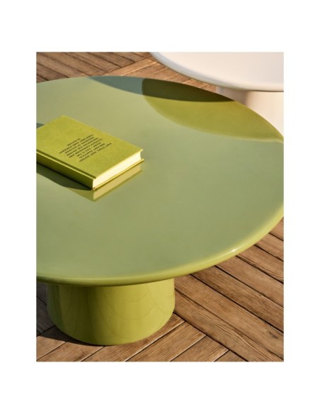 Mesa de centro Albanella de cemento con acabado verde brillante Ø85 cm - Kave Home