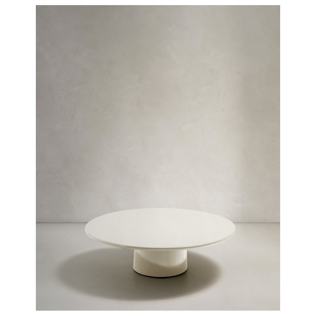 Mesa de centro Albanella de cemento con acabado blanco brillante Ø110 cm - Kave Home
