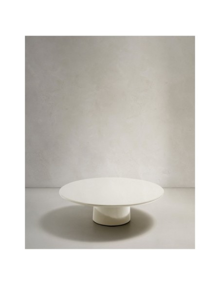 Mesa de centro Albanella de cemento con acabado blanco brillante Ø110 cm - Kave Home