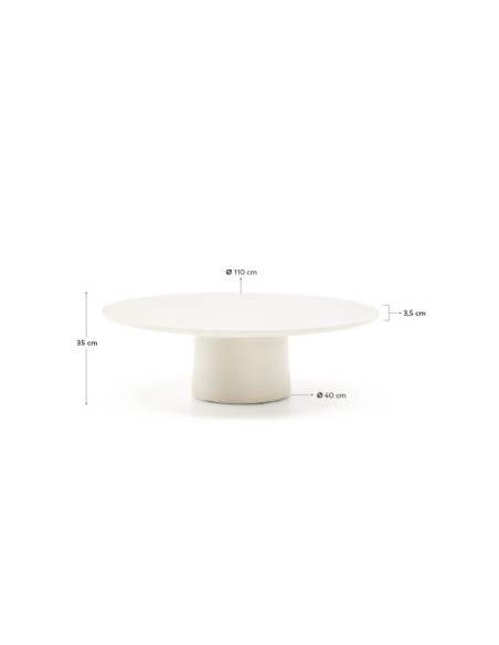 Mesa de centro Albanella de cemento con acabado blanco brillante Ø110 cm - Kave Home