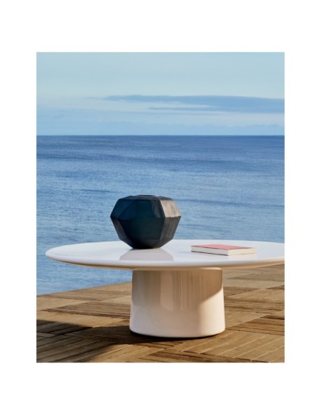 Mesa de centro Albanella de cemento con acabado blanco brillante Ø110 cm - Kave Home