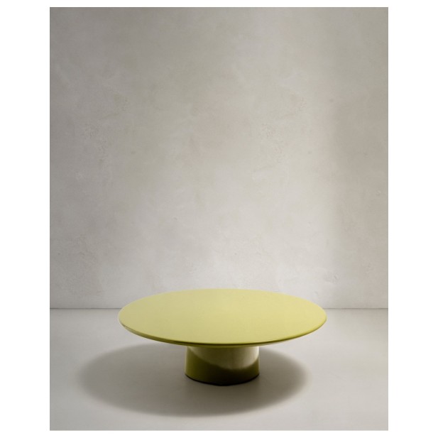Mesa de centro Albanella de cemento con acabado verde brillante Ø110 cm - Kave Home