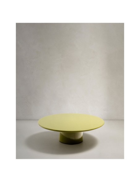 Mesa de centro Albanella de cemento con acabado verde brillante Ø110 cm - Kave Home