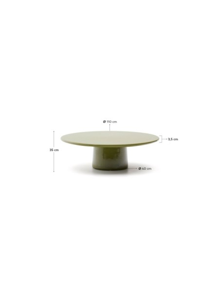 Mesa de centro Albanella de cemento con acabado verde brillante Ø110 cm - Kave Home