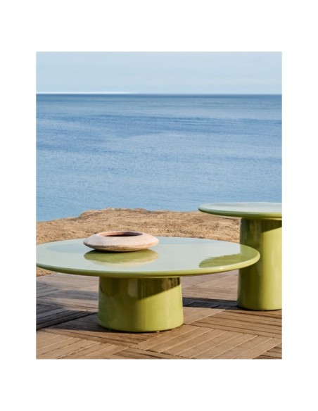 Mesa de centro Albanella de cemento con acabado verde brillante Ø110 cm - Kave Home