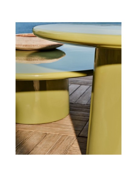 Mesa de centro Albanella de cemento con acabado verde brillante Ø110 cm - Kave Home