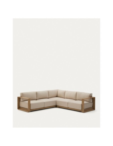 Sofá rinconero Ambra de 5 plazas de madera maciza de acacia con acabado claro 248 cm - Kave Home