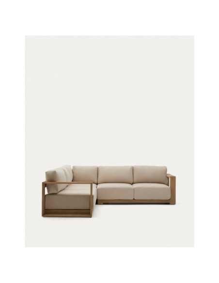 Sofá rinconero Ambra de 5 plazas de madera maciza de acacia con acabado claro 248 cm - Kave Home
