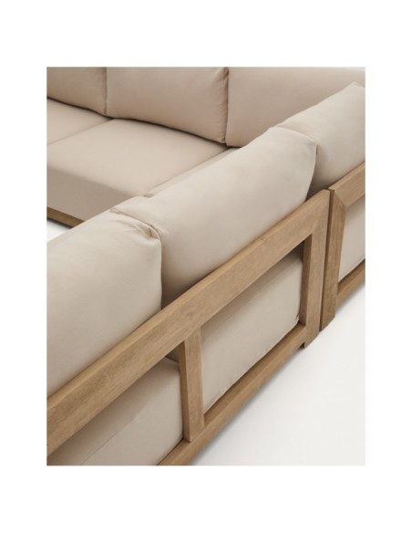 Sofá rinconero Ambra de 5 plazas de madera maciza de acacia con acabado claro 248 cm - Kave Home