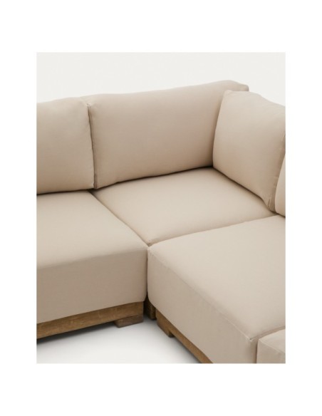 Sofá rinconero Ambra de 5 plazas de madera maciza de acacia con acabado claro 248 cm - Kave Home