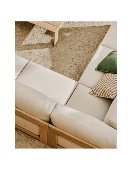 Sofá rinconero Ambra de 5 plazas de madera maciza de acacia con acabado claro 248 cm - Kave Home