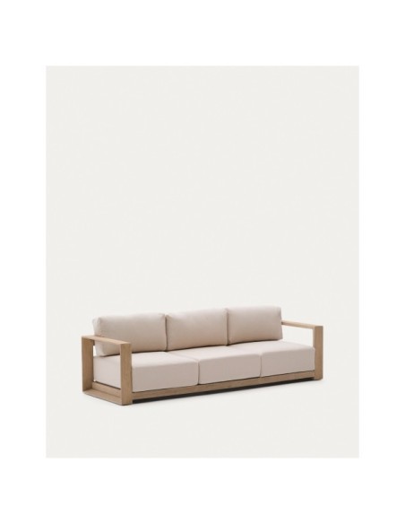 Sofá Ambra de 3 plazas de madera maciza de acacia con acabado claro 249 cm - Kave Home