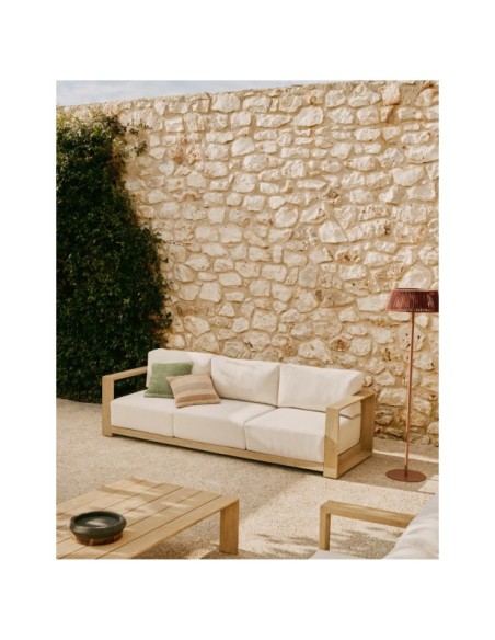 Sofá Ambra de 3 plazas de madera maciza de acacia con acabado claro 249 cm - Kave Home