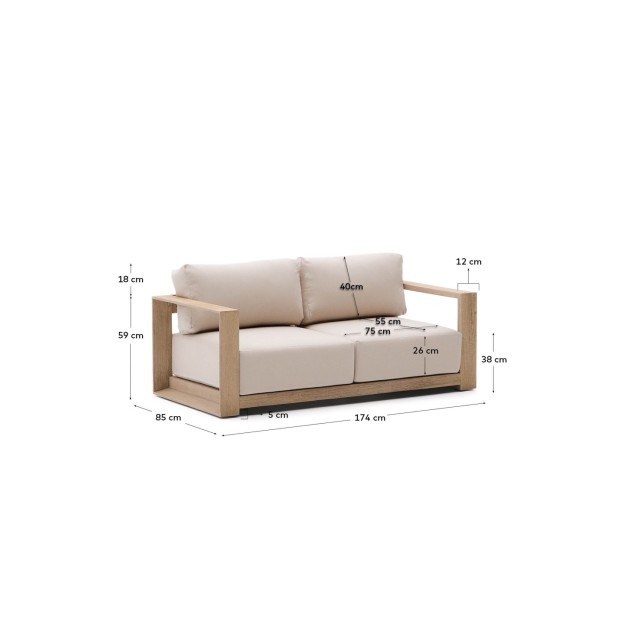 Sofá Ambra de 2 plazas de madera...