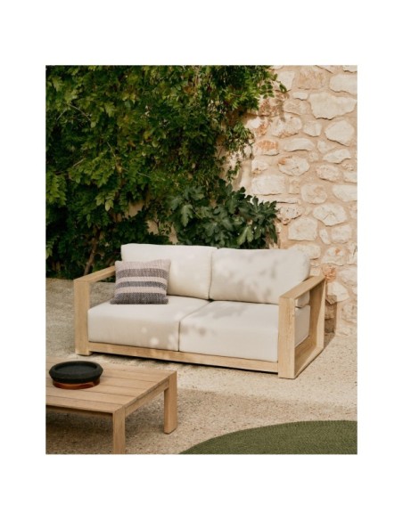 Sofá Ambra de 2 plazas de madera maciza de acacia con acabado claro 174 cm - Kave Home