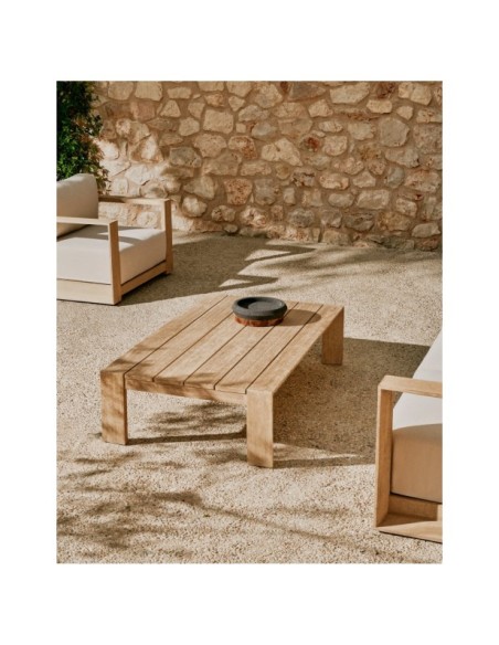 Mesa de centro Ambra de madera maciza de acacia con acabado claro 82,5 x 140 cm - Kave Home