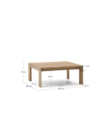 Mesa de centro Ambra de madera maciza de acacia con acabado claro 82,5 x 82,5 cm FSC 100% - Kave Home