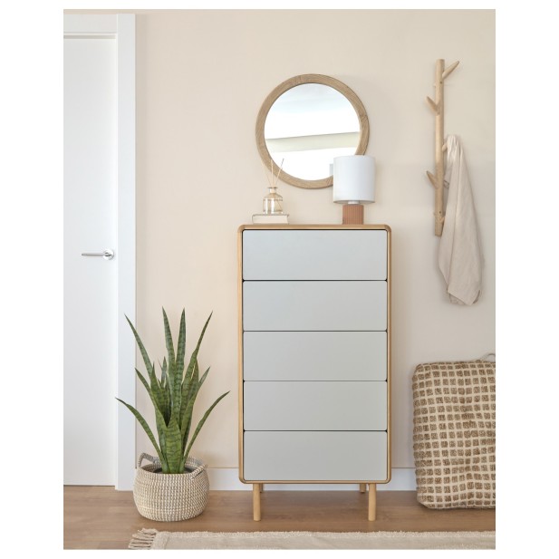 Cómoda Anielle de 5 cajones de madera... Cómoda Anielle de 5 cajones de madera...