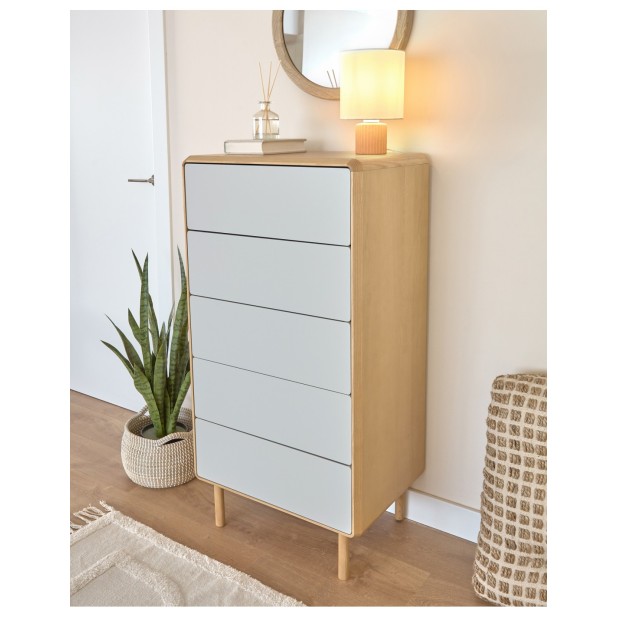 Cómoda Anielle de 5 cajones de madera... Cómoda Anielle de 5 cajones de madera...