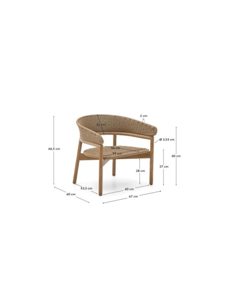 Sillón Arinella de madera maciza de acacia acabado tono natural y cuerda beige FSC 100% - Kave Home