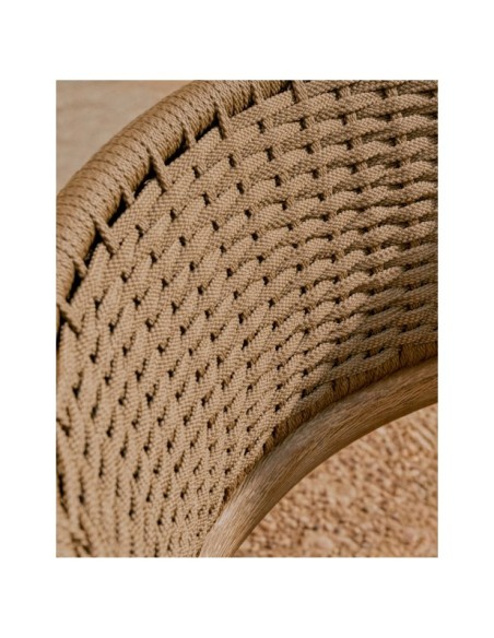 Sillón Arinella de madera maciza de acacia acabado tono natural y cuerda beige FSC 100% - Kave Home