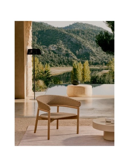 Sillón Arinella de madera maciza de acacia acabado tono natural y cuerda beige FSC 100% - Kave Home