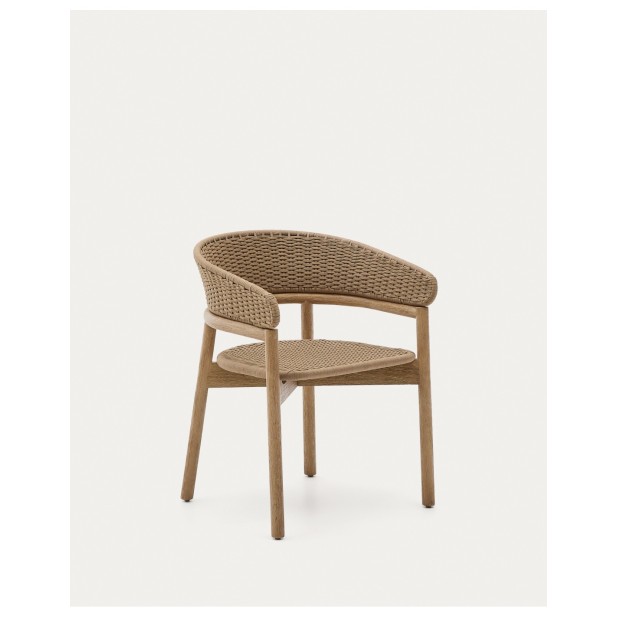 Silla Arinella de madera maciza de acacia acabado tono natural y cuerda beige FSC 100% - Kave Home