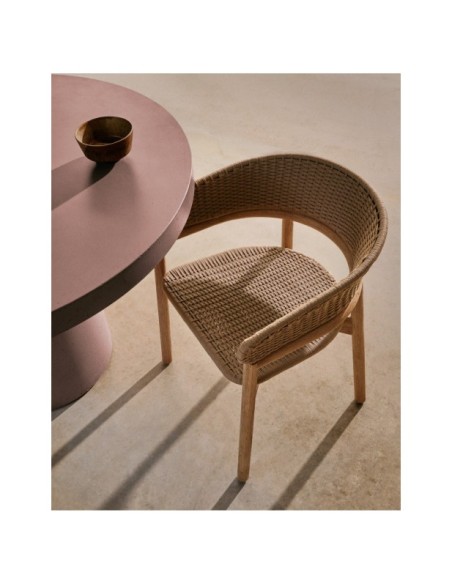 Silla Arinella de madera maciza de acacia acabado tono natural y cuerda beige FSC 100% - Kave Home