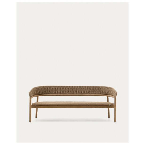 Sofá Arinella 3 plazas de madera maciza de acacia acabado tono natural y cuerda beige FSC 100% 167 cm - Kave Home