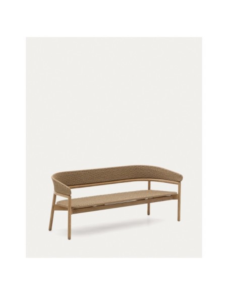 Sofá Arinella 3 plazas de madera maciza de acacia acabado tono natural y cuerda beige FSC 100% 167 cm - Kave Home