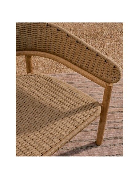 Sofá Arinella 3 plazas de madera maciza de acacia acabado tono natural y cuerda beige FSC 100% 167 cm - Kave Home