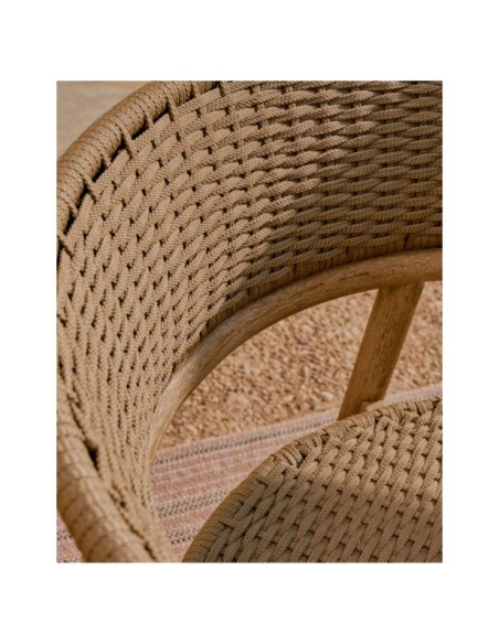 Sofá Arinella 3 plazas de madera maciza de acacia acabado tono natural y cuerda beige FSC 100% 167 cm - Kave Home