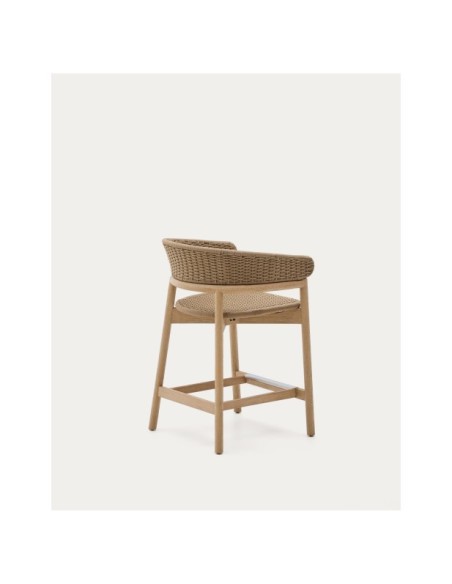 Taburete Arinella de madera maciza de acacia acabado tono natural y cuerda beige 65 cm FSC 100% - Kave Home