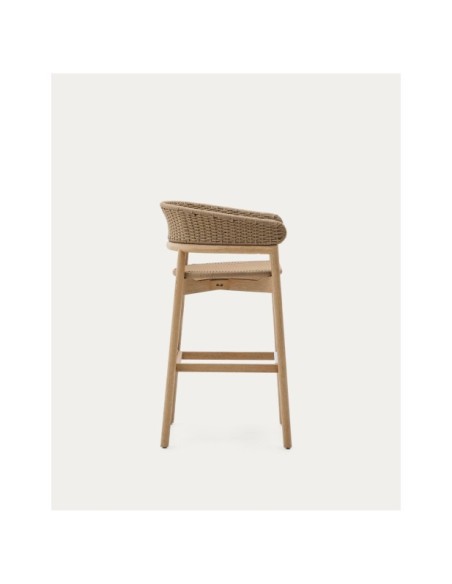 Taburete Arinella de madera maciza de acacia acabado tono natural y cuerda beige 75 cm FSC 100% - Kave Home