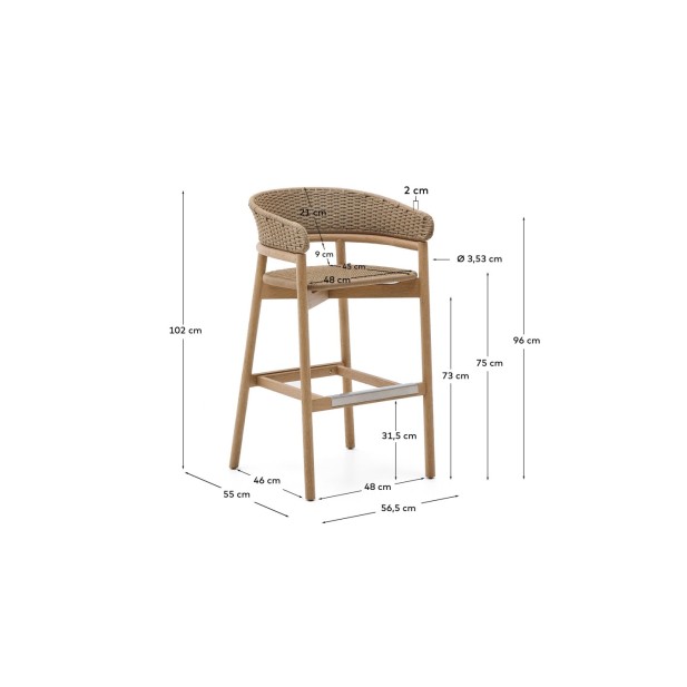 Taburete Arinella de madera maciza de... Taburete Arinella de madera maciza de...