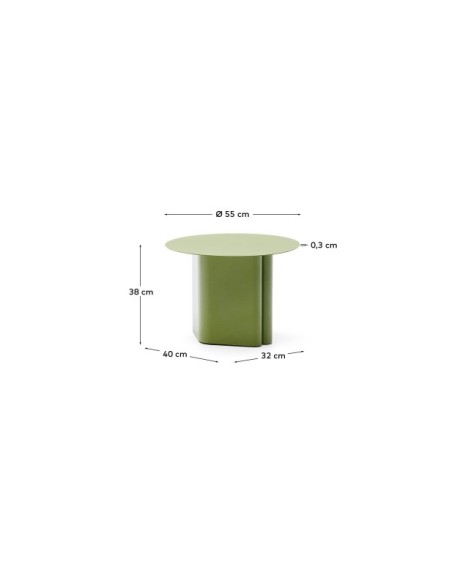 Mesa auxiliar Arvin de hierro verde Ø 55 cm - Kave Home