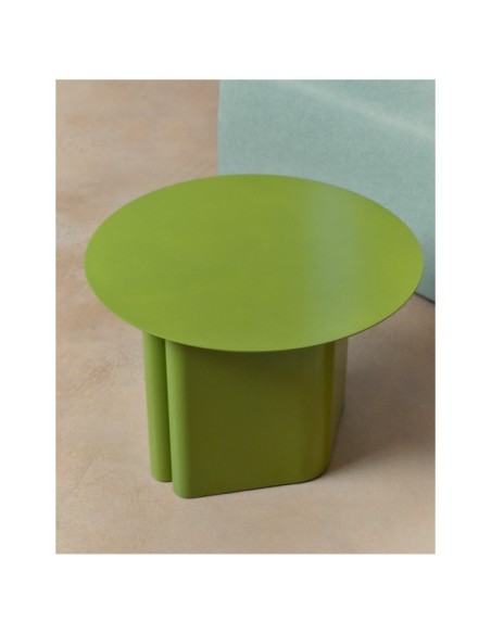 Mesa auxiliar Arvin de hierro verde Ø 55 cm - Kave Home