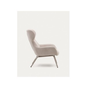 Butaca Belina de chenilla beige y acero con acabado beige... 2