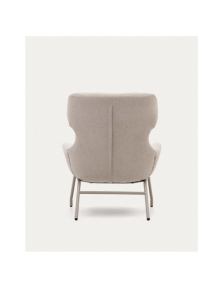 Butaca Belina de chenilla beige y acero con acabado beige FSC 100% - Kave Home