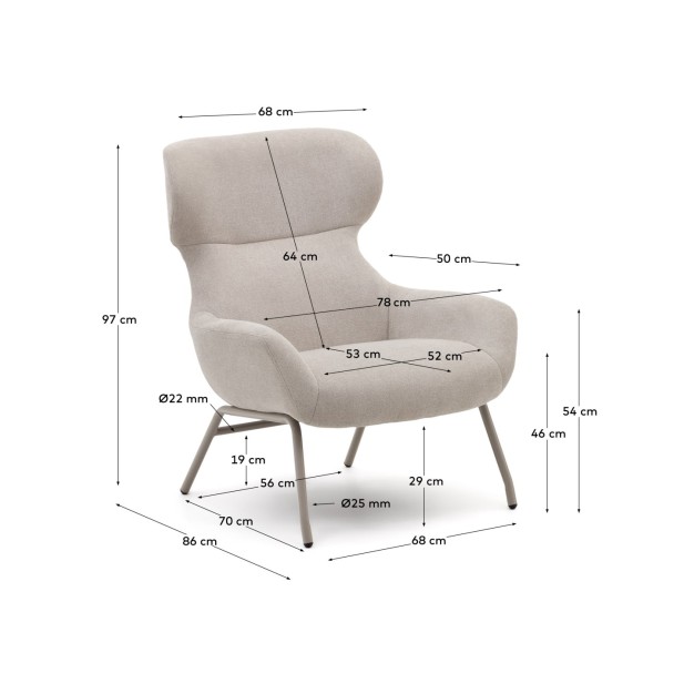 Butaca Belina de chenilla beige y...