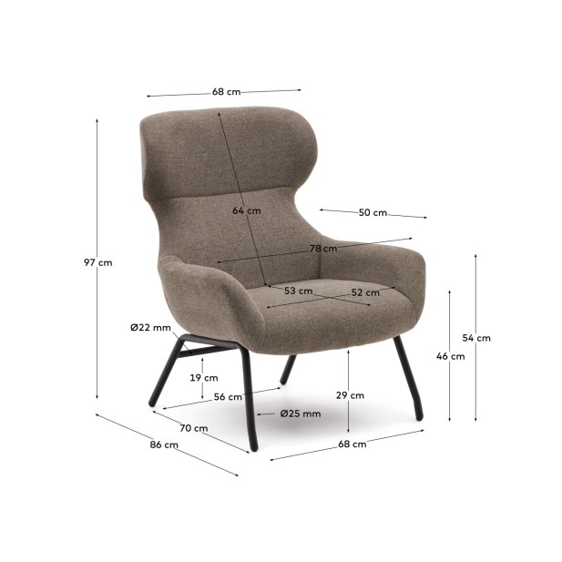 Butaca Belina de chenilla marrón...